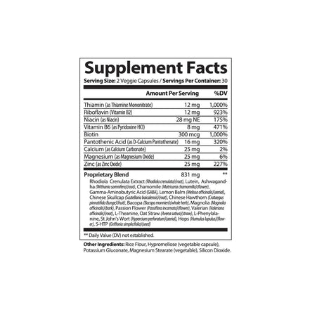 Supplement facts label on a white background